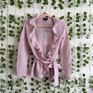 Ann Taylor Pink Ruffle Wrap Cardigan